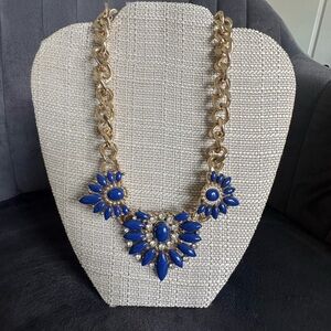 Bold Gold and Royal Blue Statement Necklace